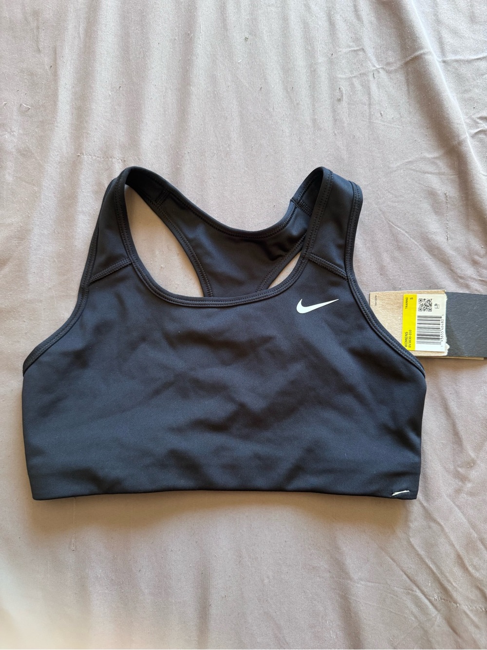 Nike Black Racerback Sports Bra with White Swoosh